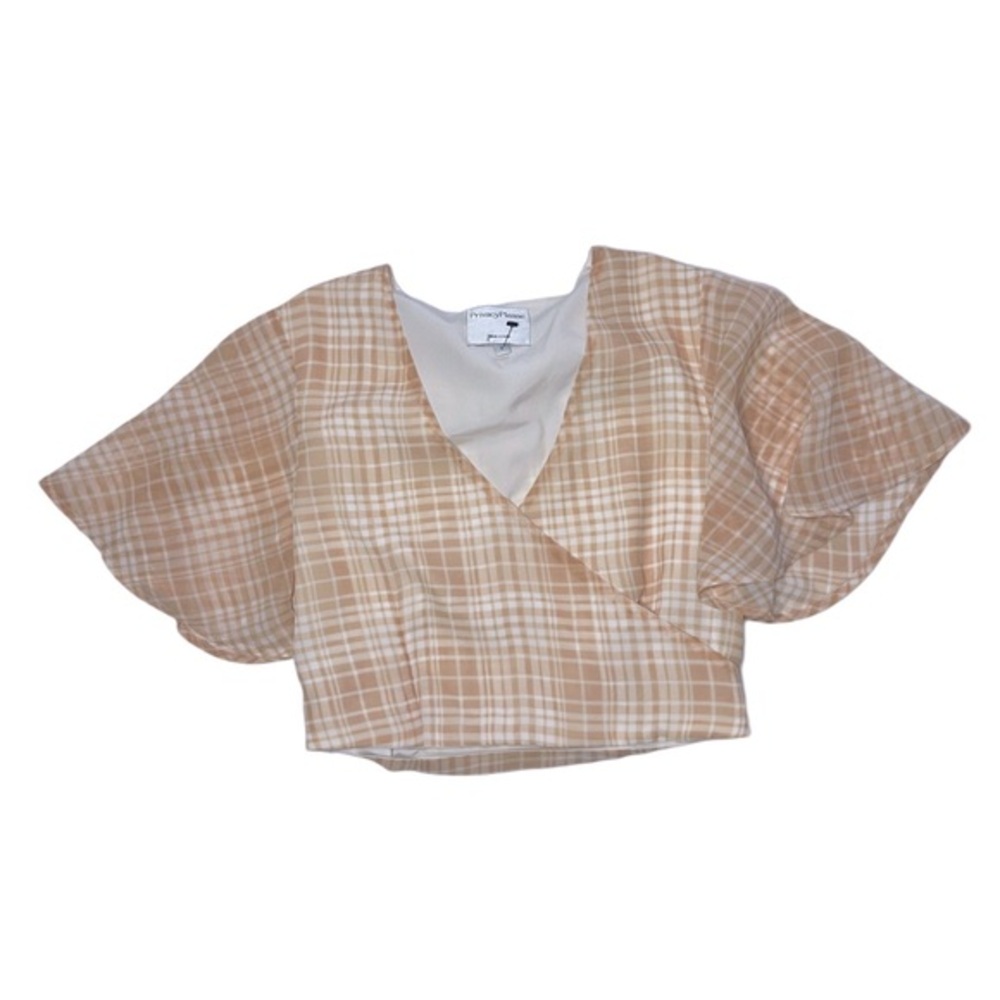 Privacy Please - peach pink flowy crop top with zippered side